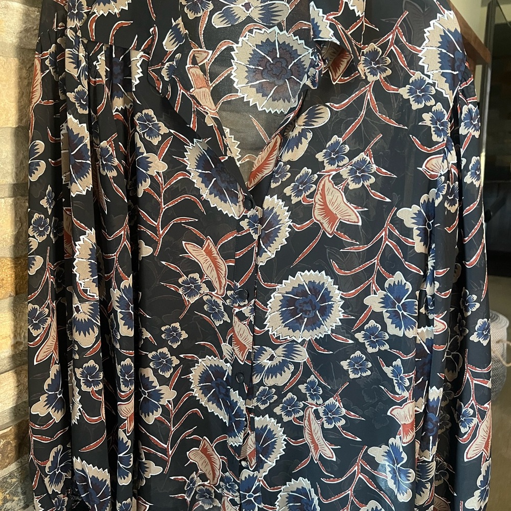 Floral Black and Blue Ladies Blouse